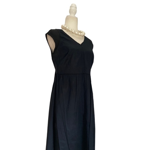Cotelac V Neck Sleeveless Midi Dress Navy Blue Box Pleat Back Women’s - Picture 10 of 11